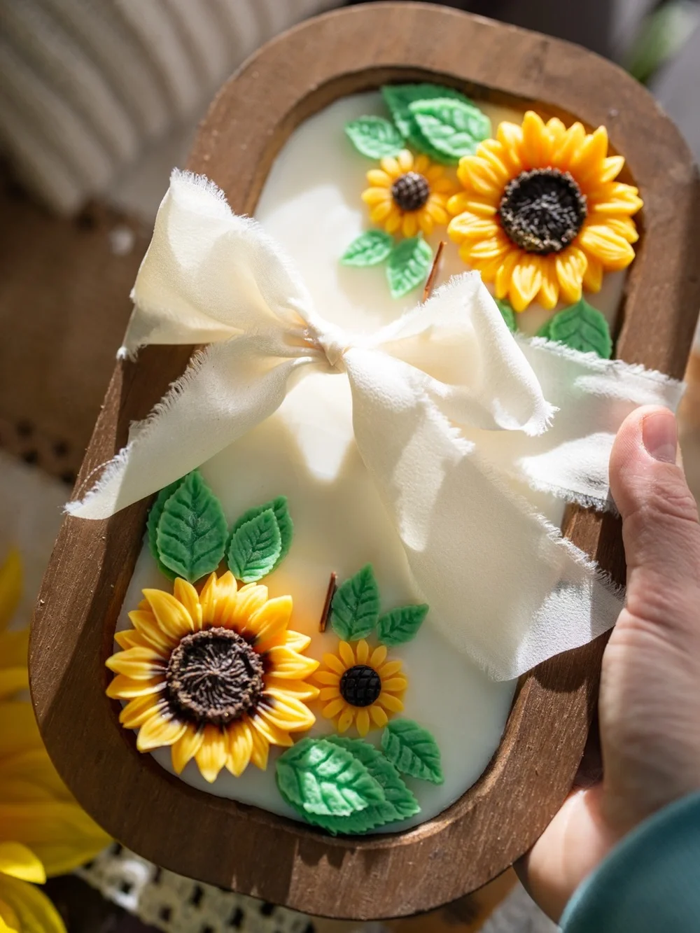 Handcrafted Sunflower Decorative Candle - Yellow